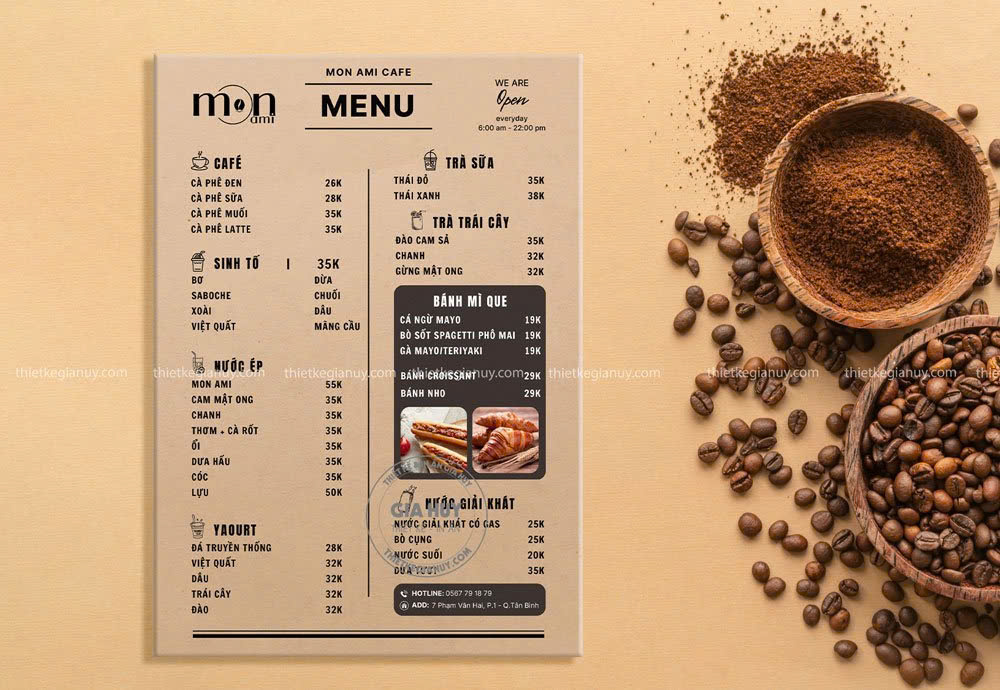 làm menu quán cafe