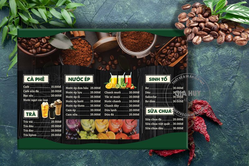 mẫu menu cafe
