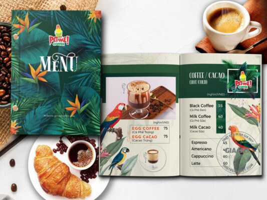 thiết kế menu cà phê trứng