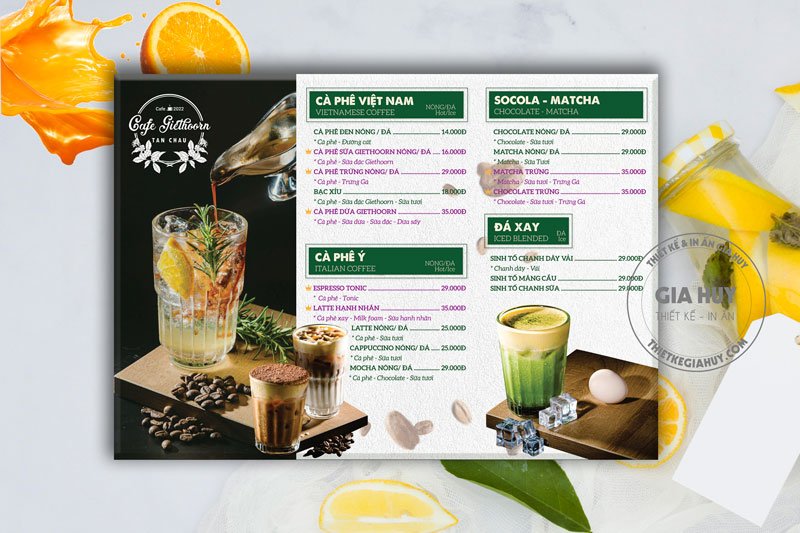 mẫu menu quán cafe