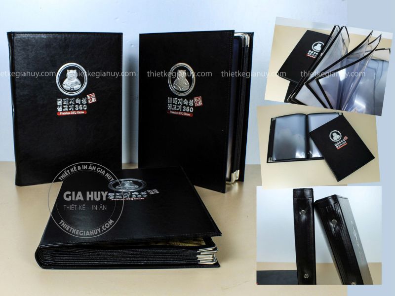 menu bìa da ruột lá nhựa bọc da