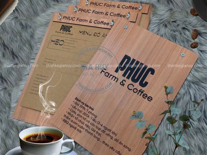menu cafe bảng gỗ cầm tay kẹp giấy