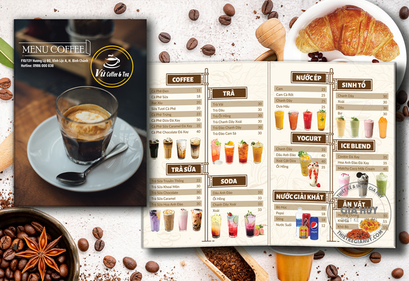 menu cafe đẹp
