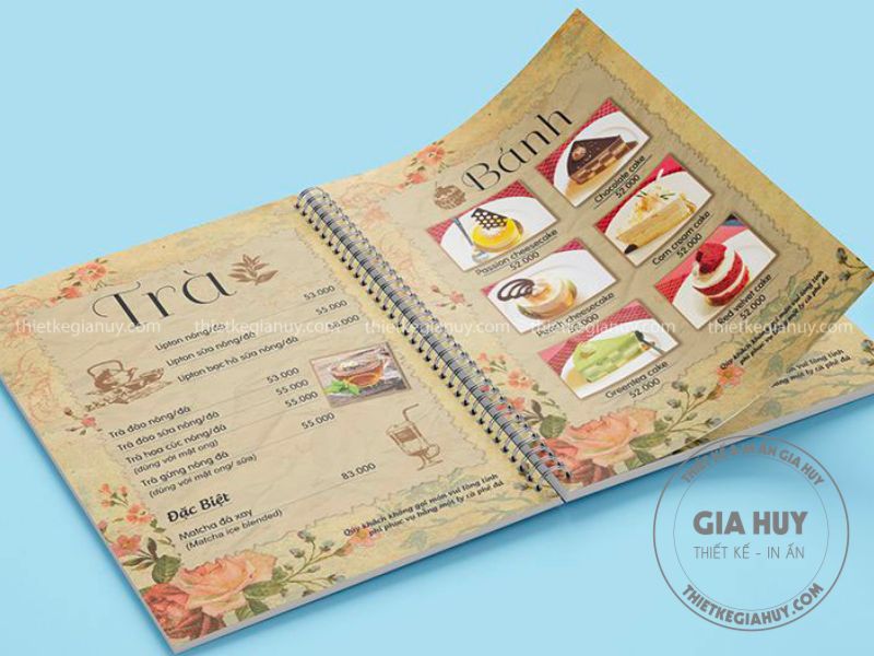 menu giấy kraft gáy lò xo