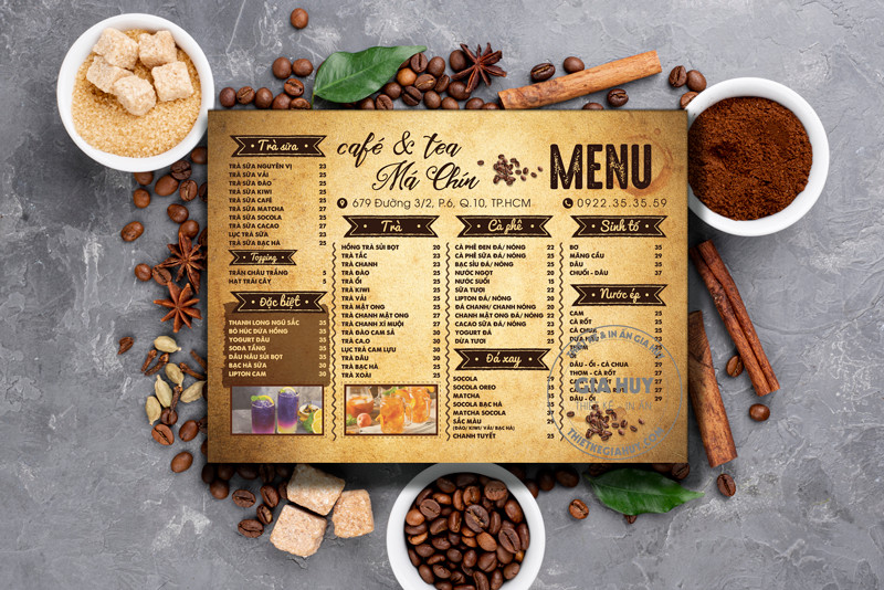 menu quán cafe đẹp