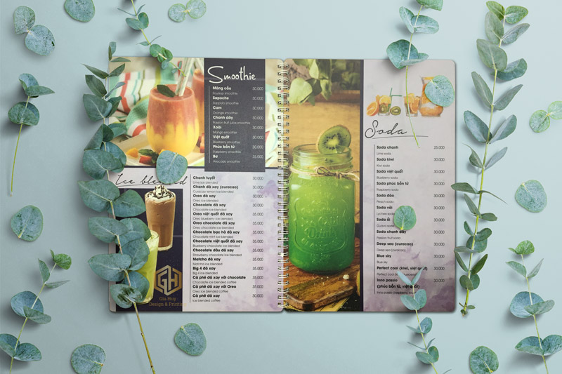 menu quán cafe nhựa pvc