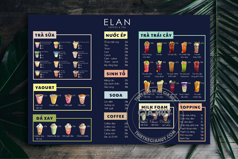 menu quán nước