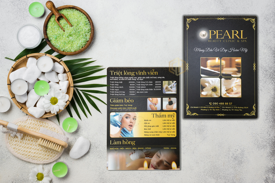 menu bảng nhựa đơn cho spa