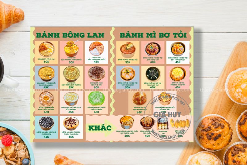 menu bánh ngọt ngào