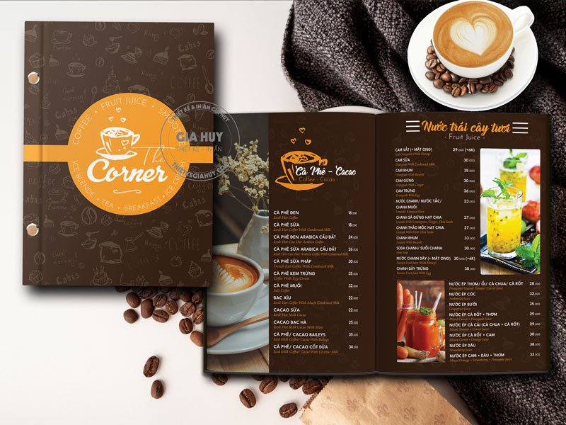 thiết kế menu cafe