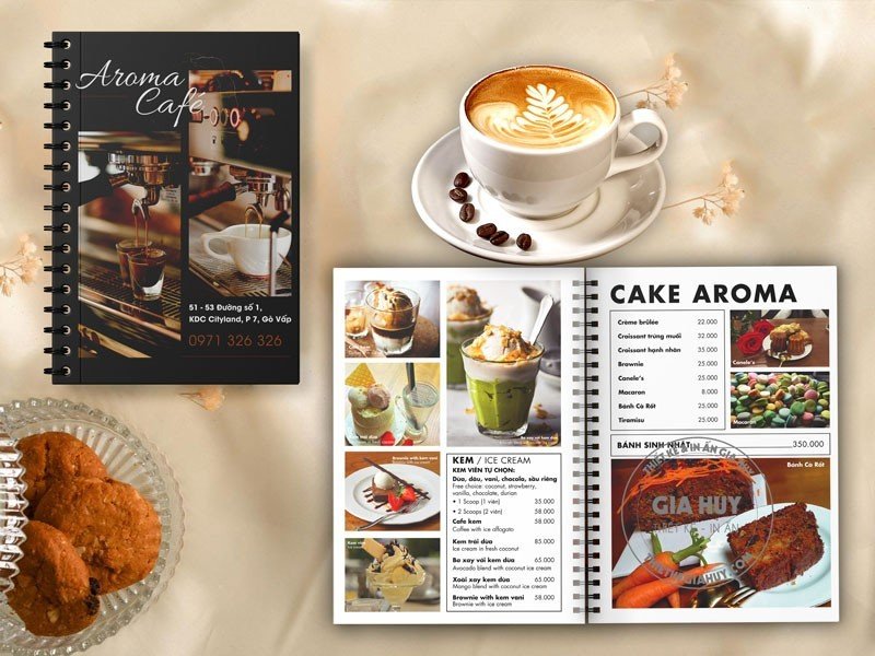 thiết kế menu quán cà phê