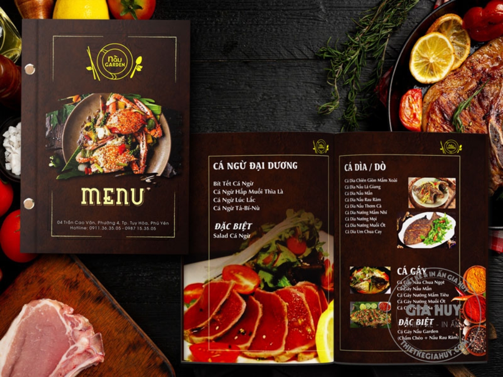 menu bìa cứng gáy ốc ngoài