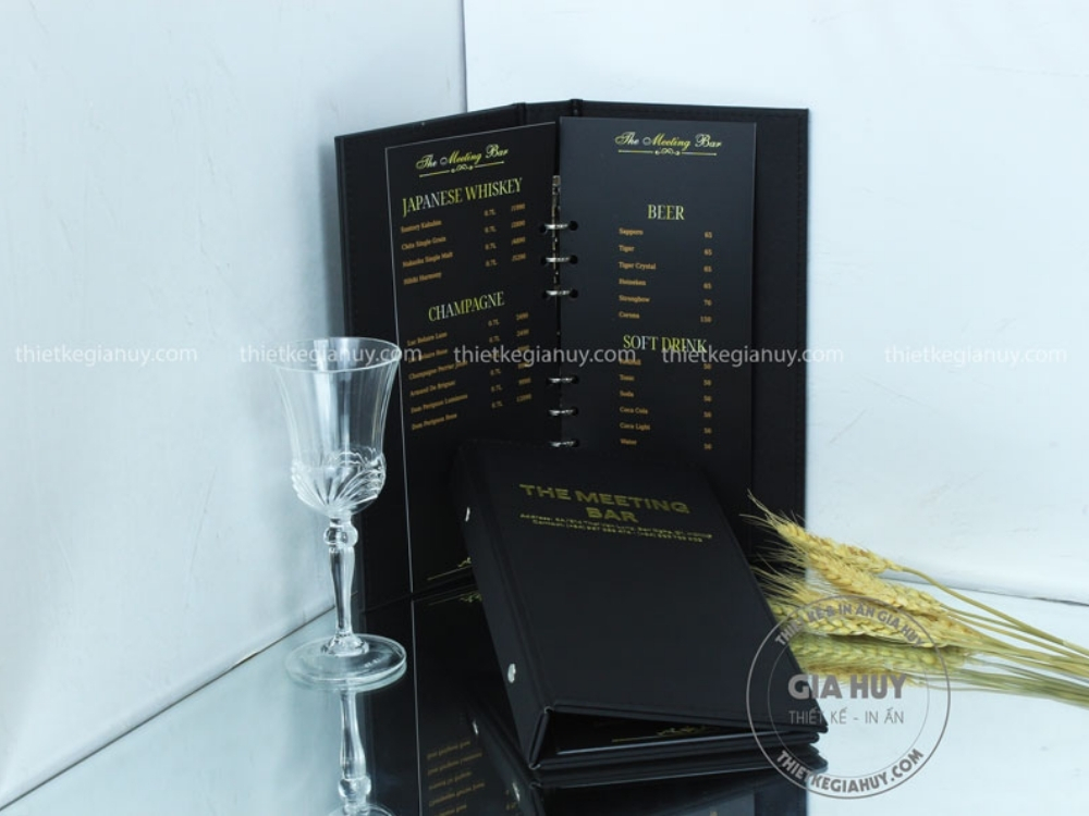 menu bìa da gáy còng inox