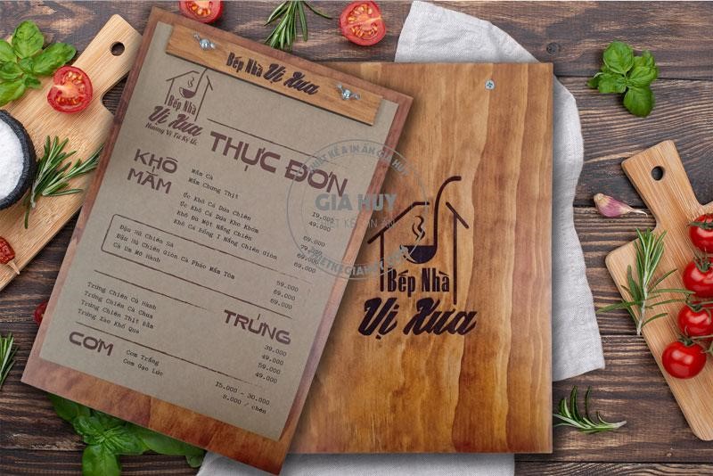 thực đơn gỗ kẹp giấy kraft