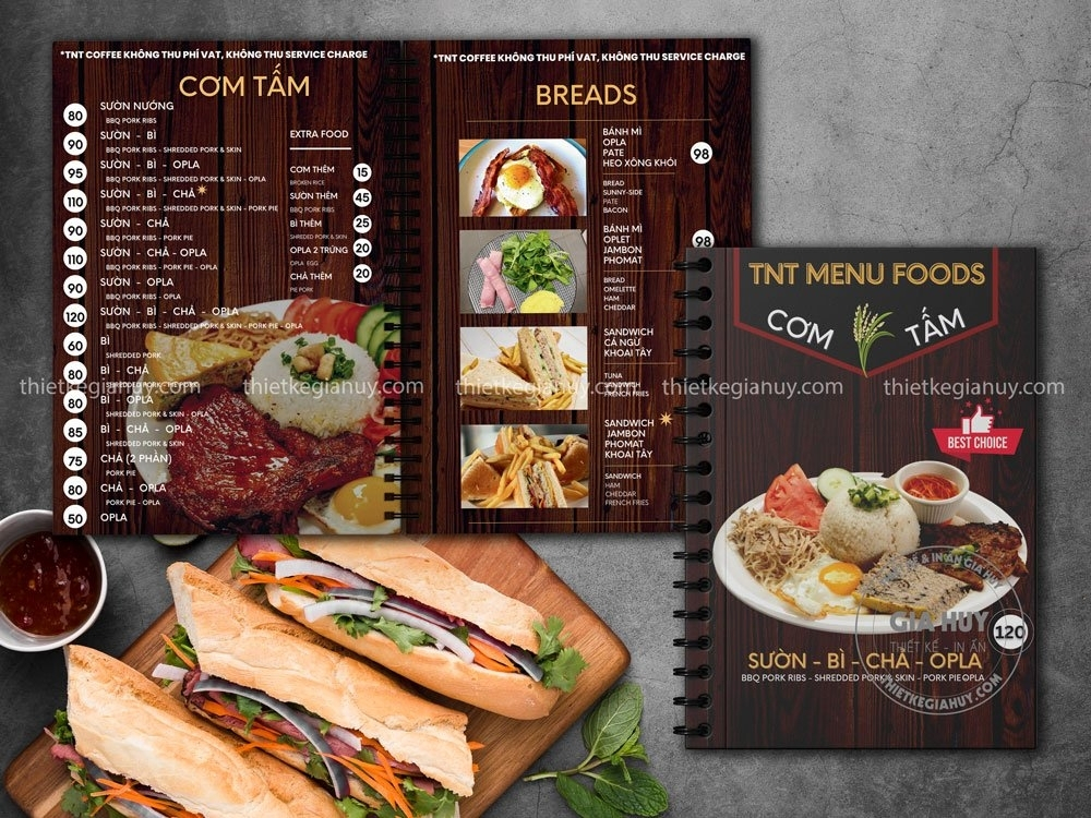 menu nhựa chống nước gáy lò xo