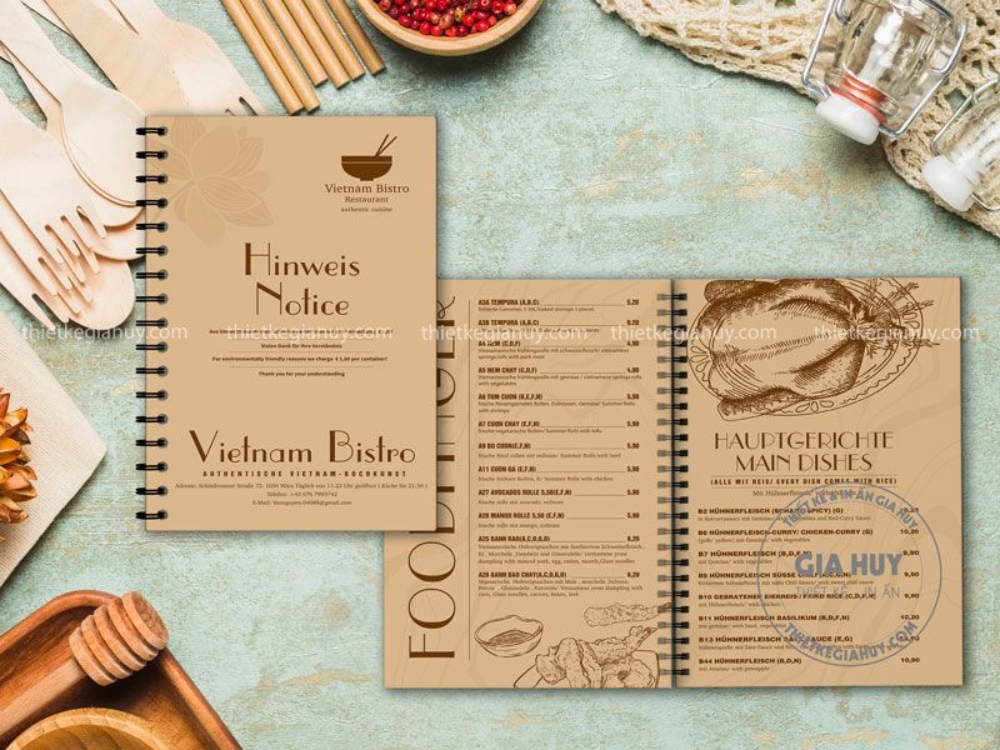 menu nhựa đóng lò xo phù hợp quán cafe, quán ăn