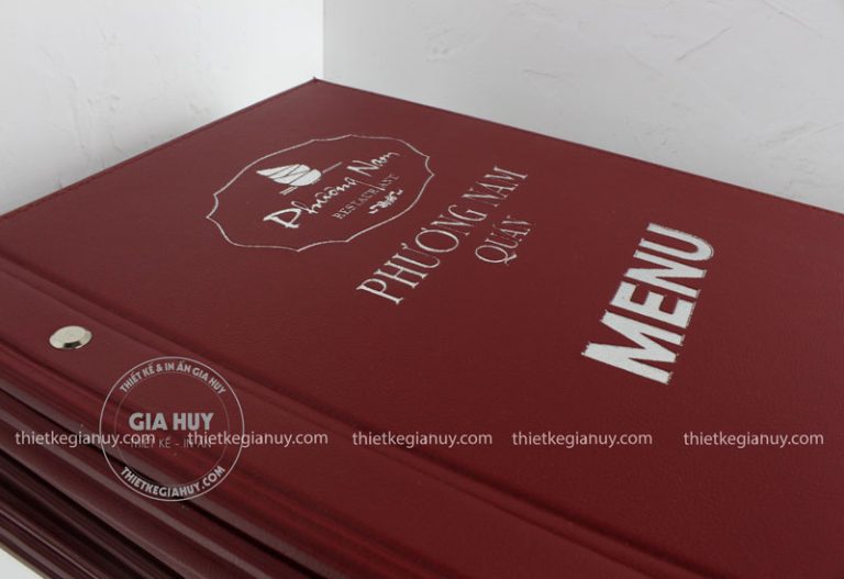 bìa menu in ép kim nhũ bạc lấp lánh