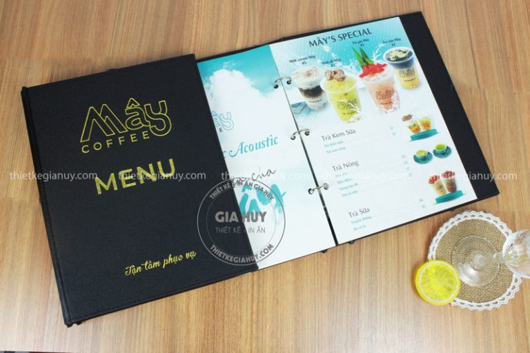 bìa menu ép kim cho quán cafe, trà sữa