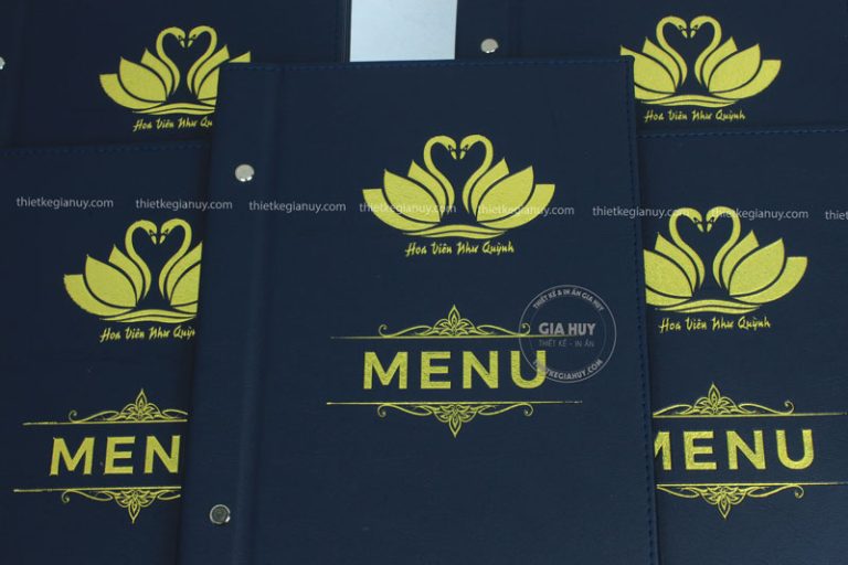 bìa menu nhà hàng ép kim sang trọng