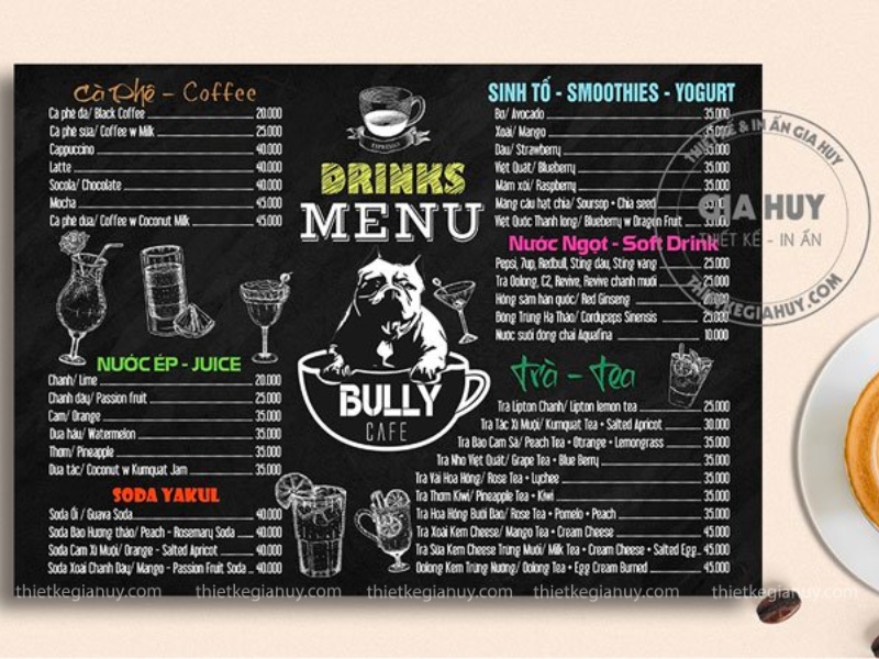 menu trà sữa độc đáo