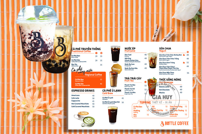 menu trà sữa thiết kế đơn giản