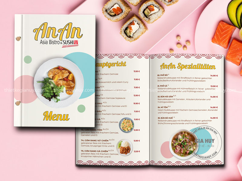 menu bìa cứng an an sushi