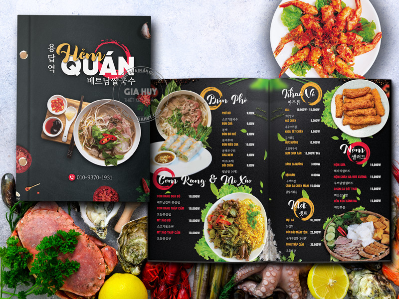 menu quán ăn hẻm quán