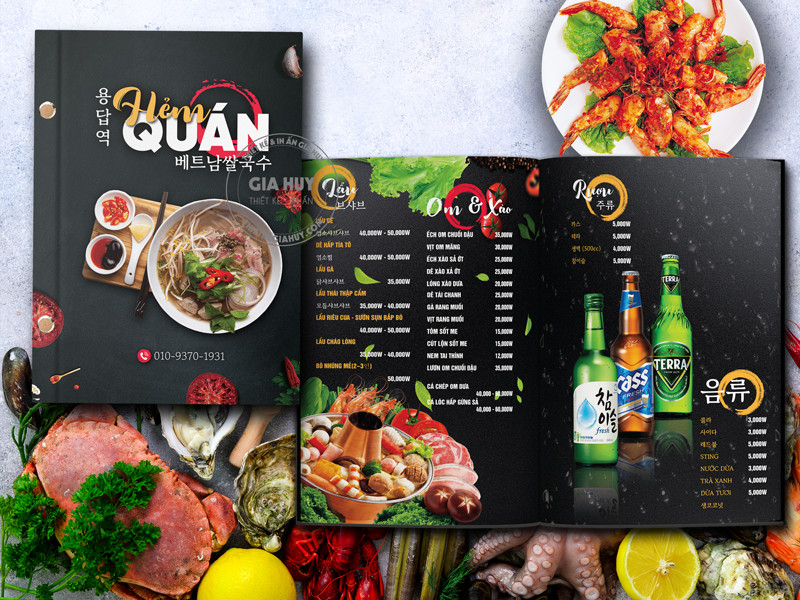 Mẫu menu quán ăn bìa cứng