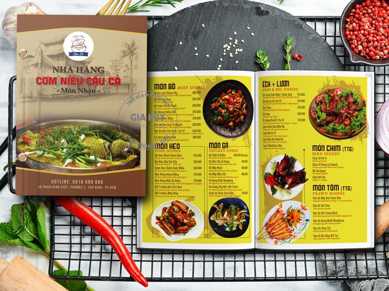 Mẫu menu quán cơm niêu Cậu cả