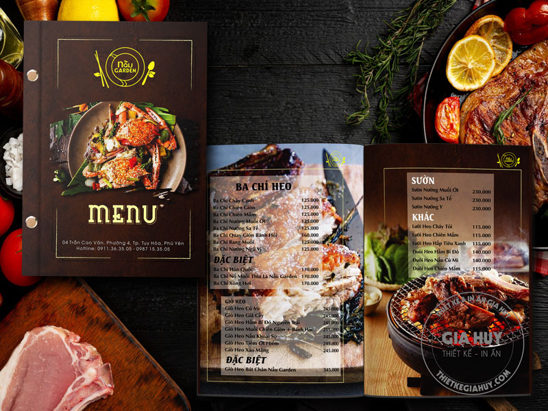 Mẫu menu nhà hàng Nâu garden