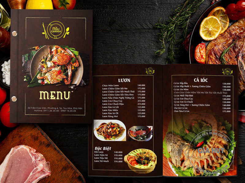 menu nhà hàng nâu garden