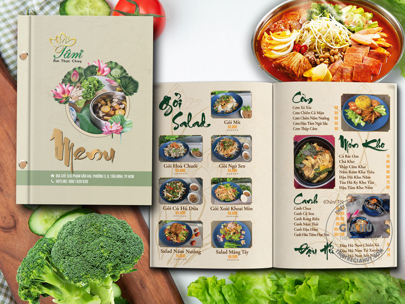 Menu nhà hàng chay Tâm