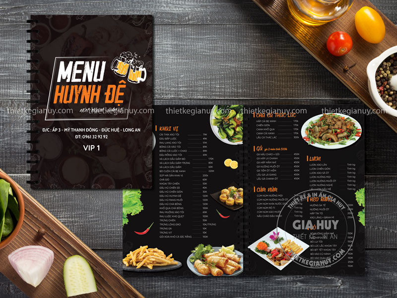 menu bìa cứng quán nhậu