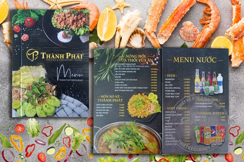 menu bìa cứng quán nhậu thành phát