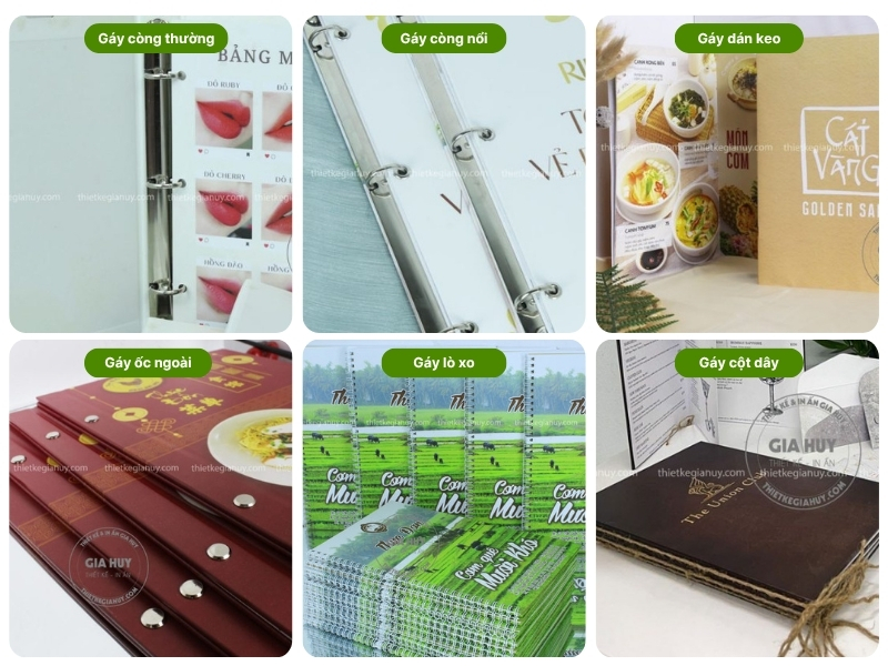 các loại gáy làm menu bìa cứng