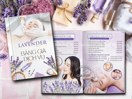 mẫu menu spa màu tím