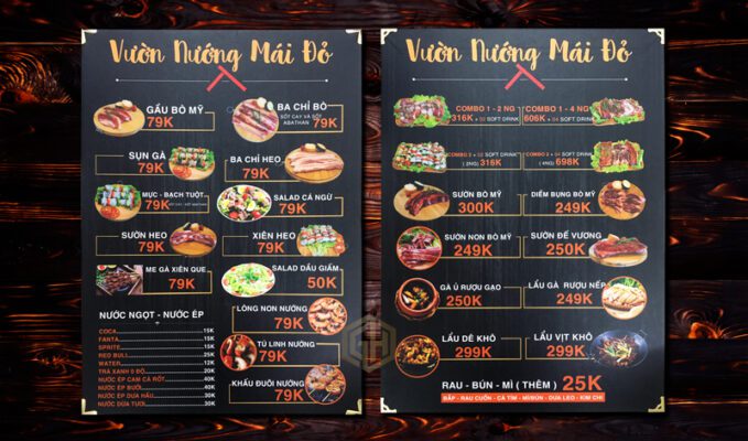 Menu bảng bìa cứng
