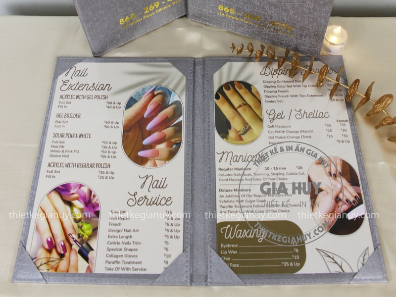 menu nails gập đôi