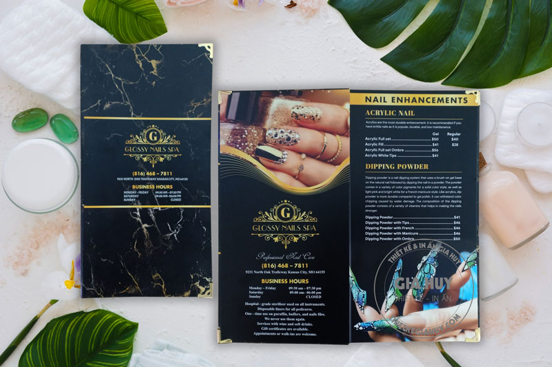 menu nails nhựa pvc