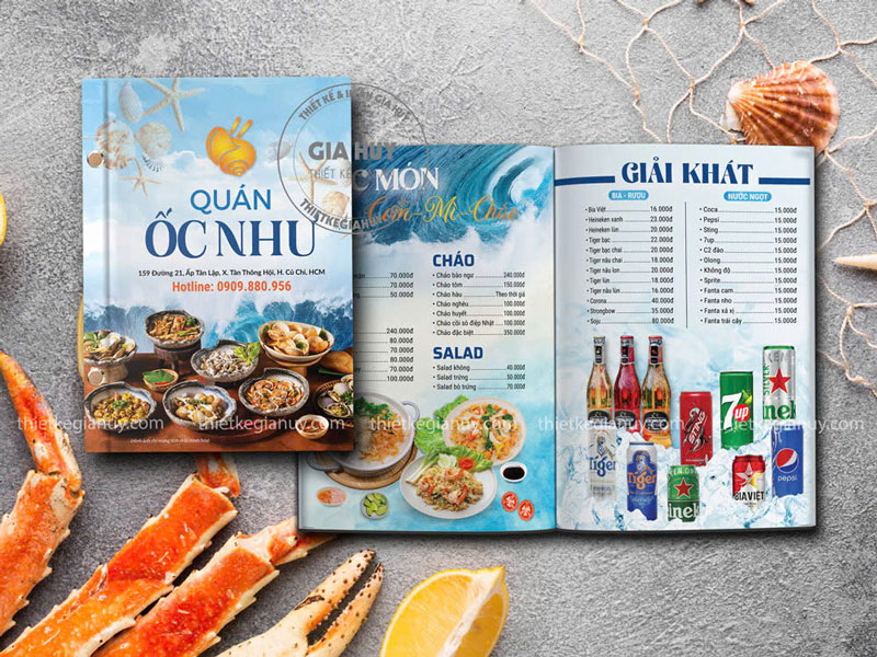 mẫu menu quán ốc đẹp